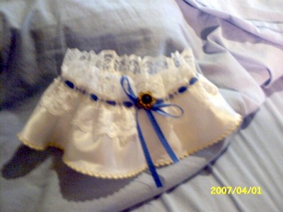 Plus Size Wedding Garter Blus and Gold 